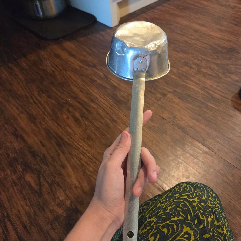 Vintage Aluminum Long Handle Dipper Ladle Primitive Farmhouse Kitchen Tool